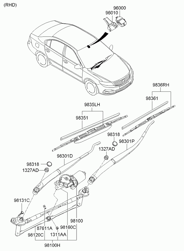 KIA 98350-2G000 - Limpiaparabrisas parts5.com