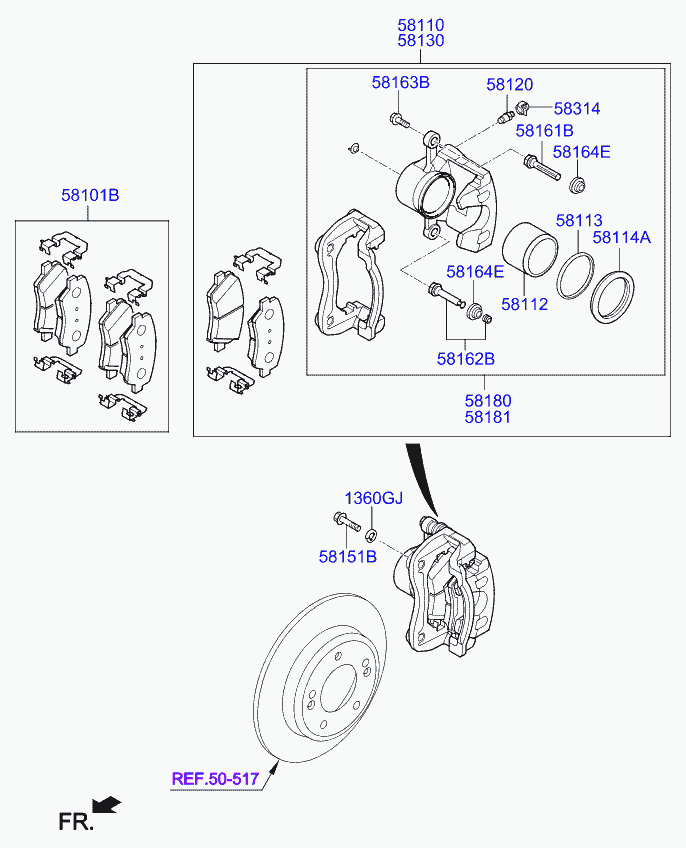 Hyundai 58101-A7A01 - Тормозные колодки, дисковые, комплект parts5.com