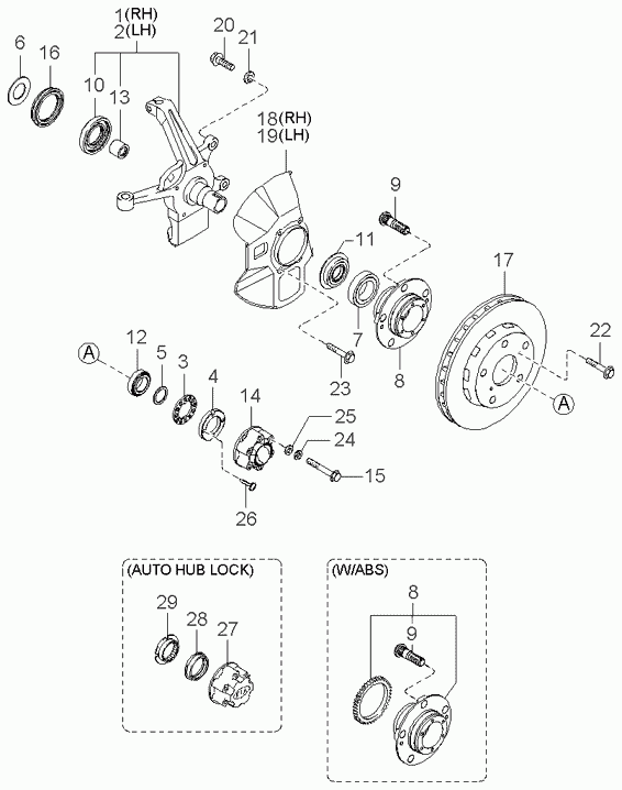 MAZDA 0K01A33075 - Wheel hub, bearing Kit parts5.com