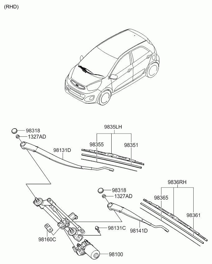 KIA 983501Y000 - Limpiaparabrisas parts5.com