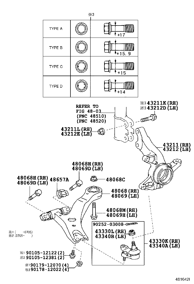 LEXUS 48068-48020 - Рычаг подвески колеса parts5.com