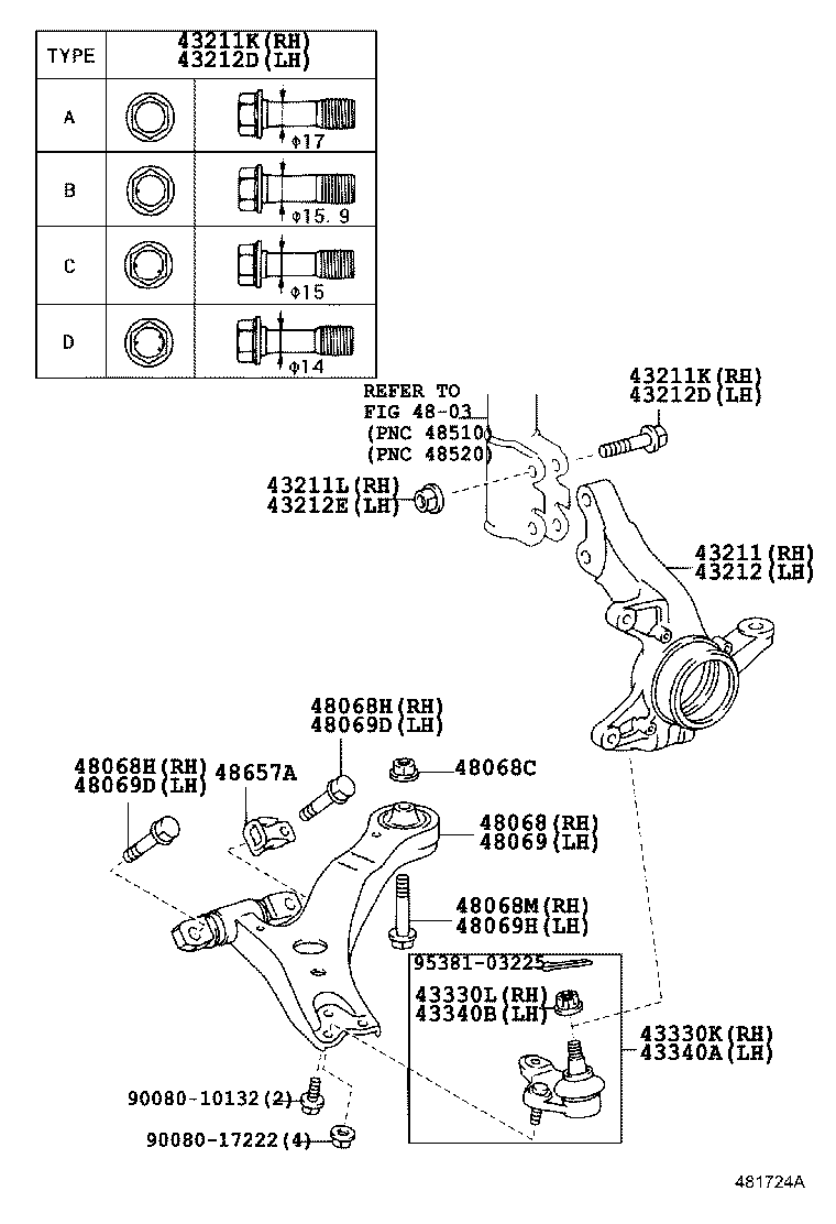 TOYOTA 43330-09560 - Шаровая опора, несущий / направляющий шарнир parts5.com