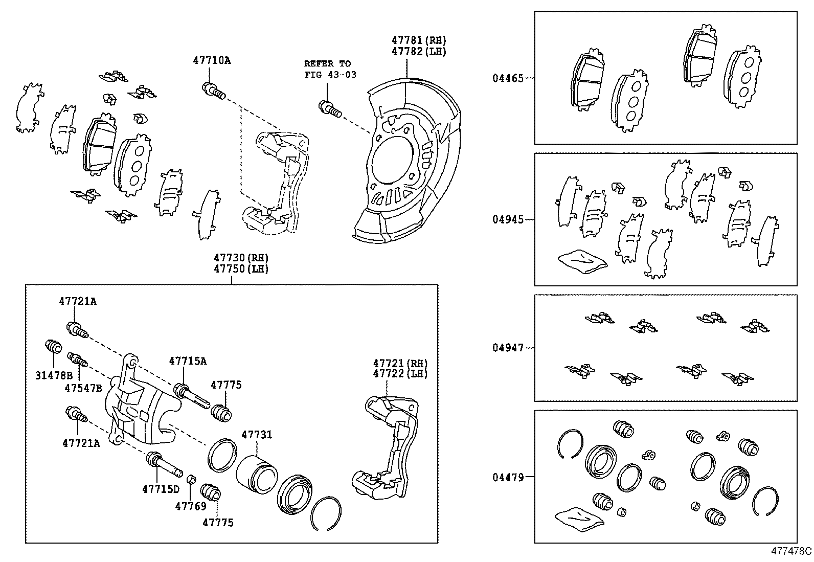 LEXUS 04465 0W141 - Тормозные колодки, дисковые, комплект parts5.com