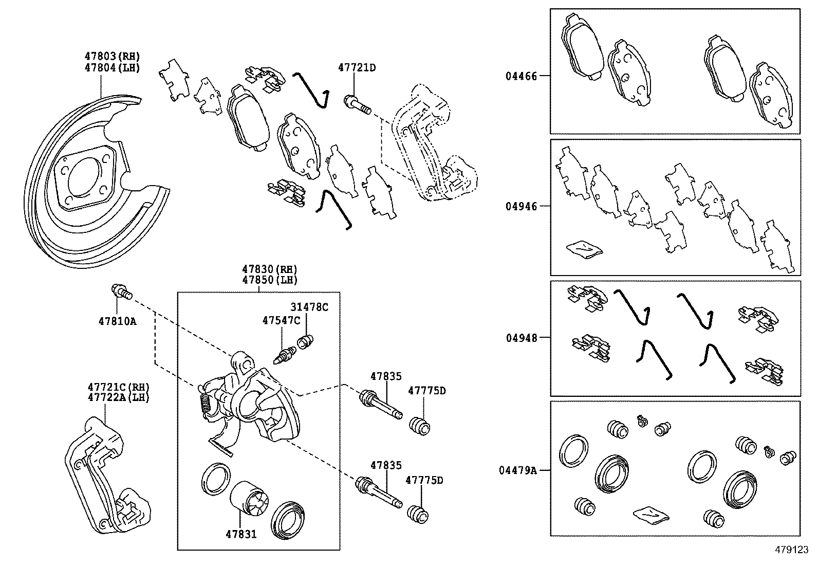 TOYOTA 0446647030 - Тормозные колодки, дисковые, комплект parts5.com