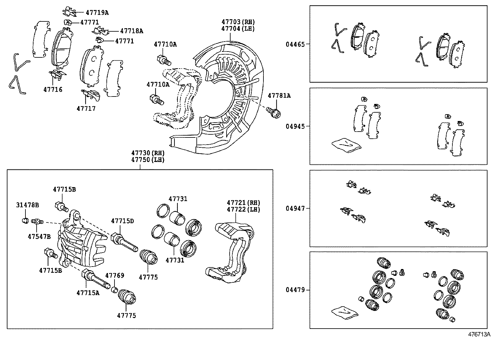 TOYOTA 04465 48160 - Тормозные колодки, дисковые, комплект parts5.com