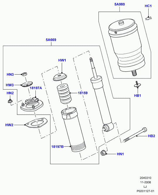 Land Rover RKB500240 - Пневматическая рессора, ходовая часть parts5.com