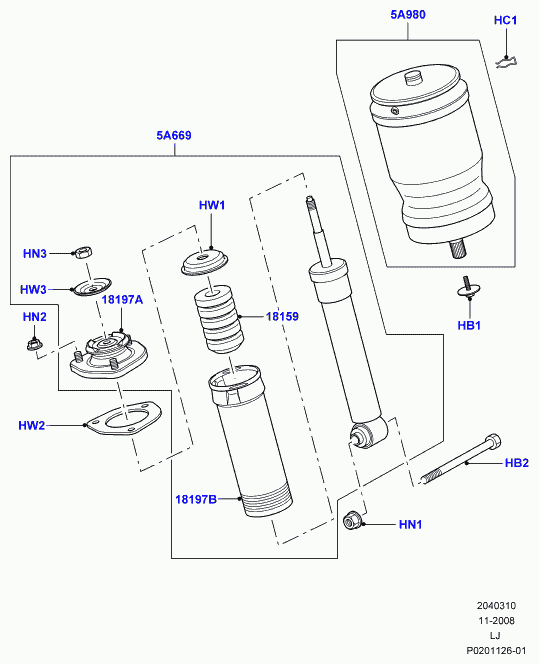 Land Rover RKB500082 - Пневматическая рессора, ходовая часть parts5.com