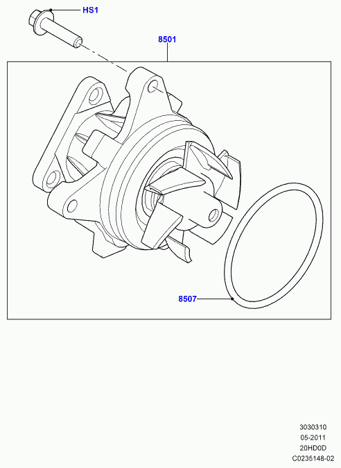 FORD LR025302 - Водяной насос parts5.com