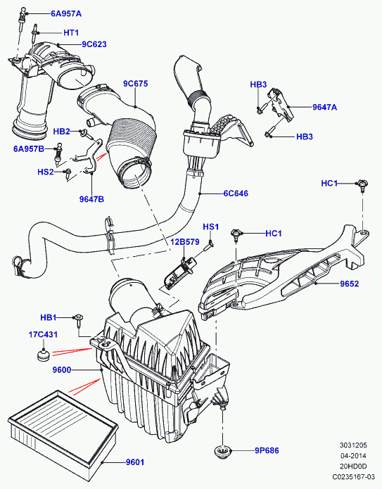 Land Rover LR019830 - Датчик потока, массы воздуха parts5.com