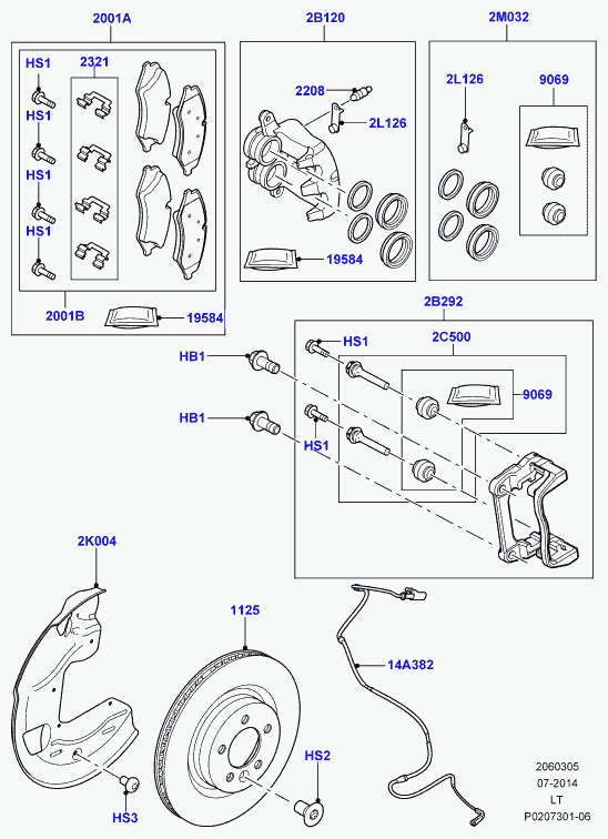 Land Rover LR032063 - Тормозные колодки, дисковые, комплект parts5.com