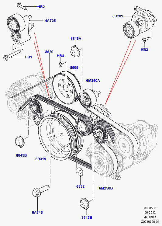 Land Rover LR022953 - Направляющий ролик, зубчатый ремень parts5.com