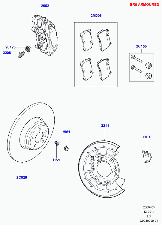 Land Rover LR012993 - Тормозные колодки, дисковые, комплект parts5.com