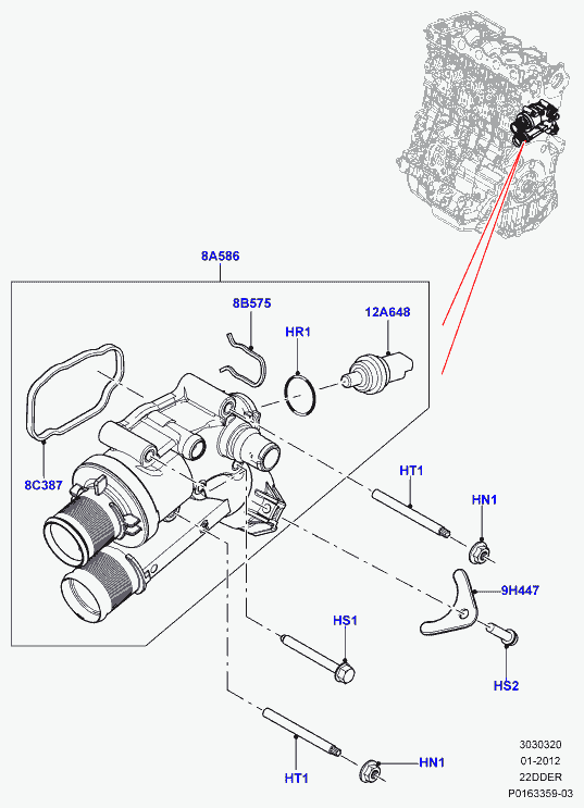 Land Rover LR006857 - Sensor, temperatura del refrigerante parts5.com