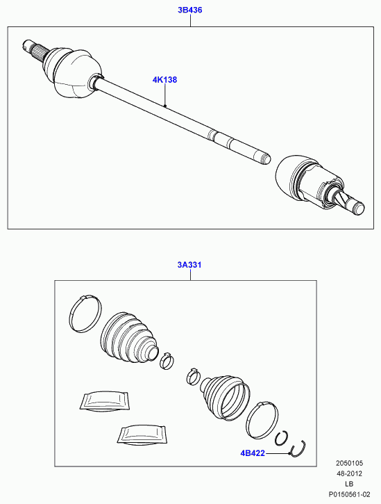 Land Rover LR001160 - Приводной вал parts5.com