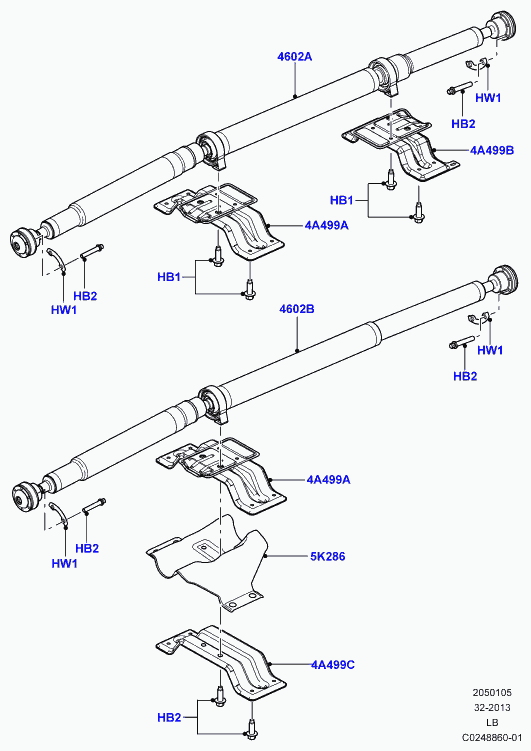 Land Rover LR006959 - Шарнир, продольный вал parts5.com