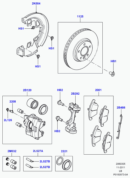 Rover LR004936 - Тормозные колодки, дисковые, комплект parts5.com