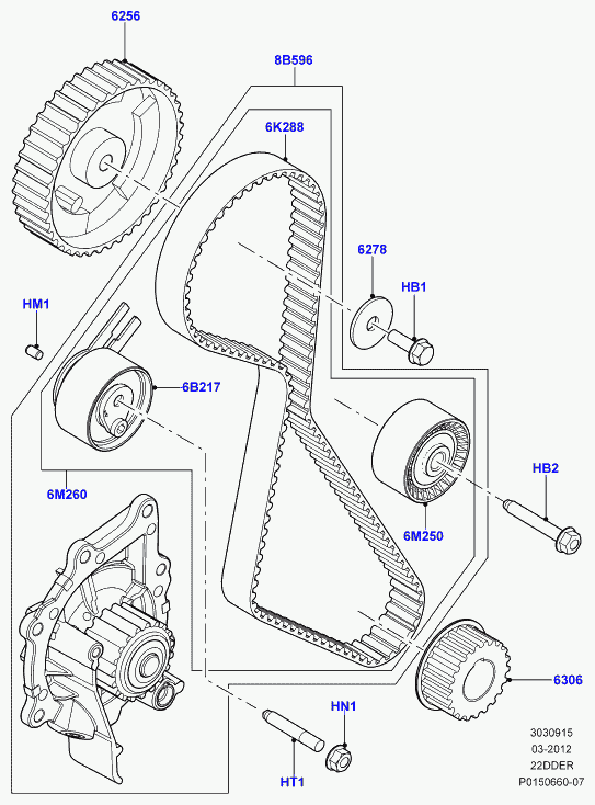 Land Rover LR0 04257 - Зубчатый ремень ГРМ parts5.com