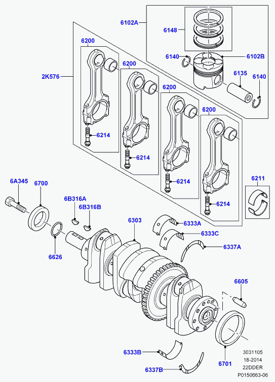 Land Rover LR000645 - Комплект ремня ГРМ parts5.com