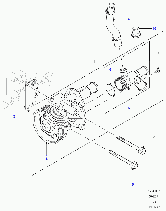 Land Rover LR004799 - Водяной насос parts5.com