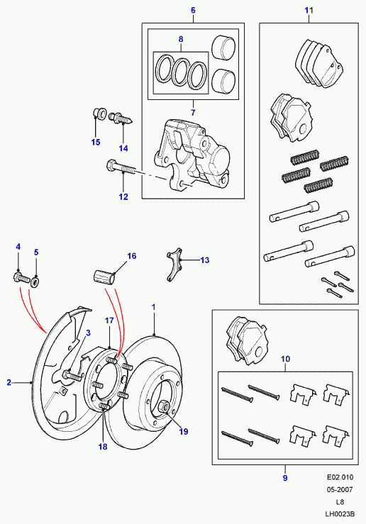 Land Rover SFP000270 - Тормозные колодки, дисковые, комплект parts5.com