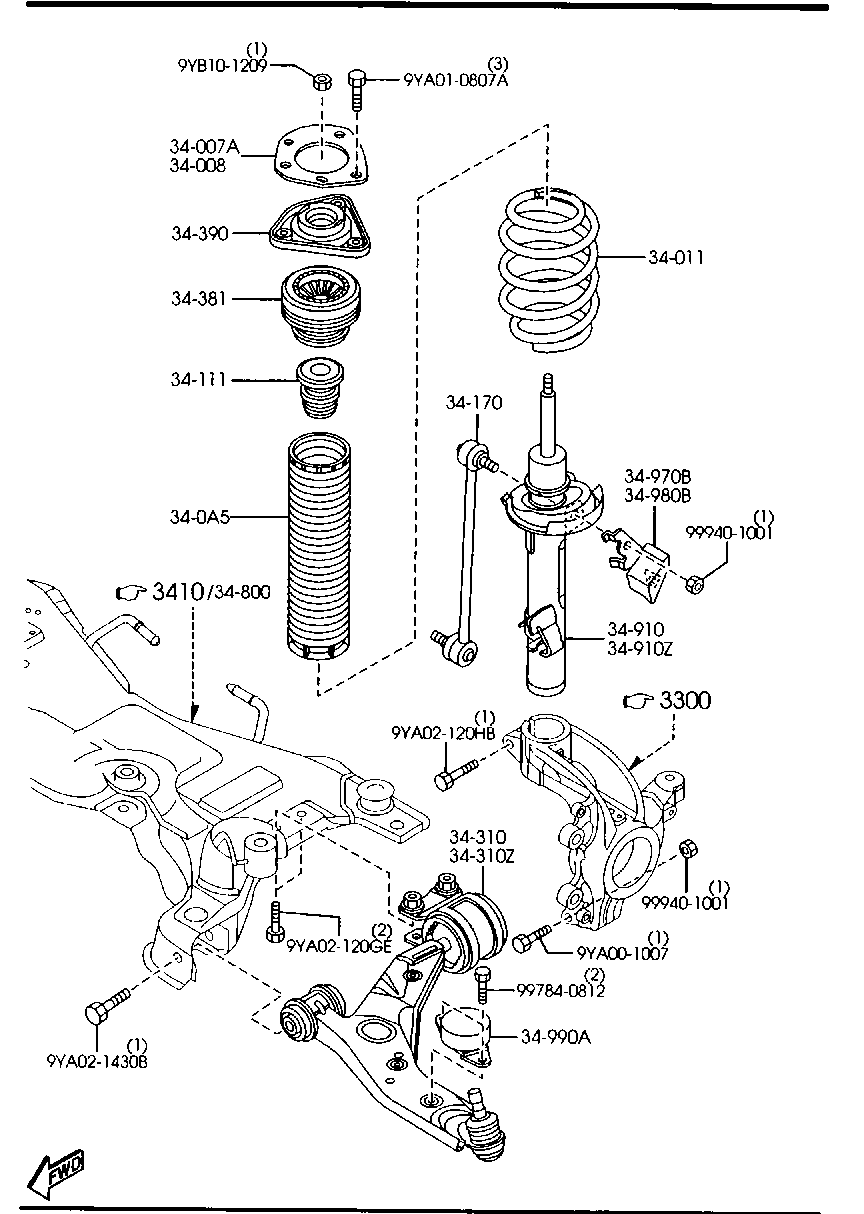 MAZDA BP4K-34-0A5B - Пылезащитный комплект, амортизатор parts5.com