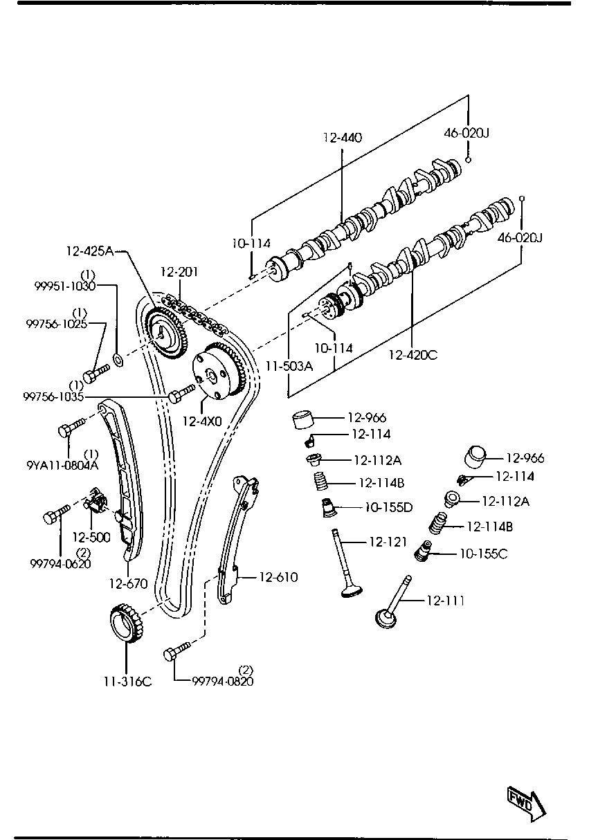 MAZDA ZY08-12-670A - Комплект цепи привода распредвала parts5.com