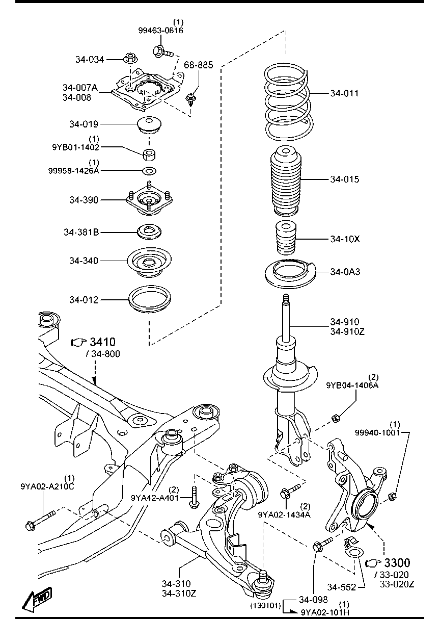 MAZDA TD11-34-300E - Рычаг подвески колеса parts5.com