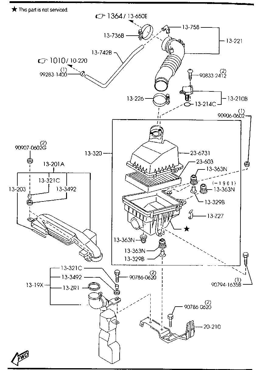 MAZDA Z L01-13320-B - Воздушный фильтр parts5.com