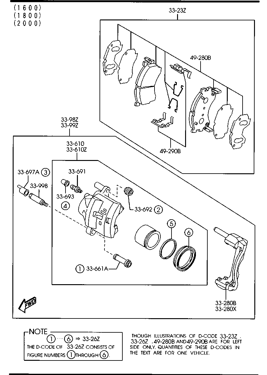 MAZDA CBY0-33-23Z - Тормозные колодки, дисковые, комплект parts5.com