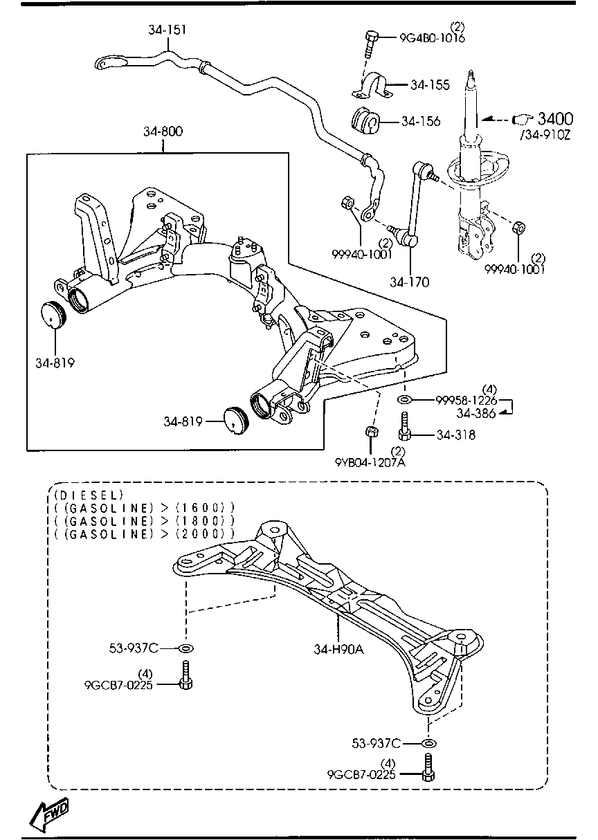 MAZDA LC62-34-170B - Тяга / стойка, стабилизатор parts5.com