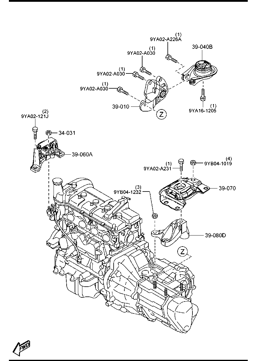 MAZDA BP4S-39-040B - Подушка, опора, подвеска двигателя parts5.com