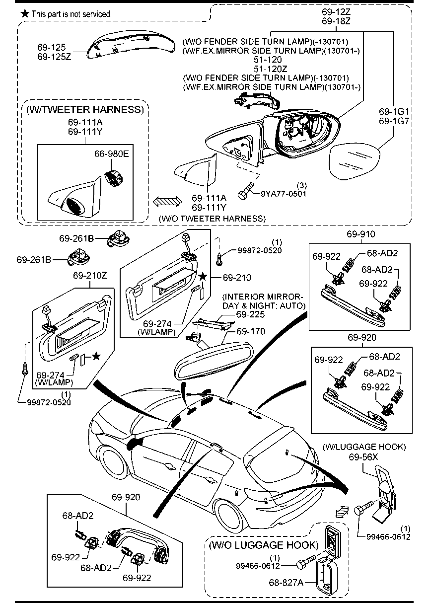 MAZDA G33C-69-1G7A - Зеркальное стекло, наружное зеркало parts5.com