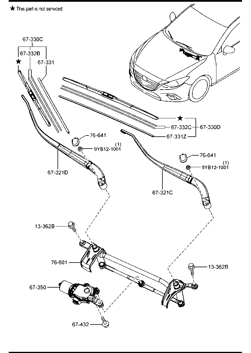 MAZDA BHS2-67-330 - Wiper Blade parts5.com