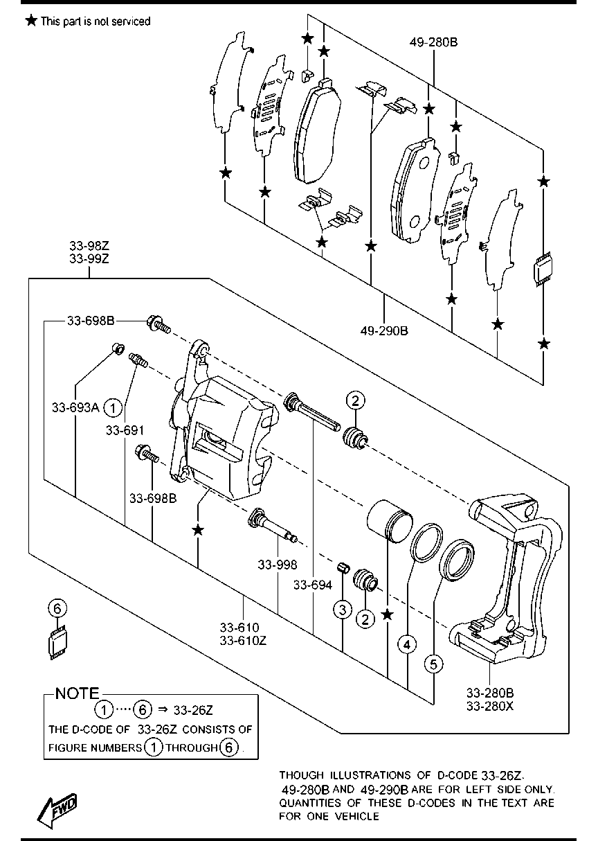 MAZDA GHY1-33-28Z - Тормозные колодки, дисковые, комплект parts5.com