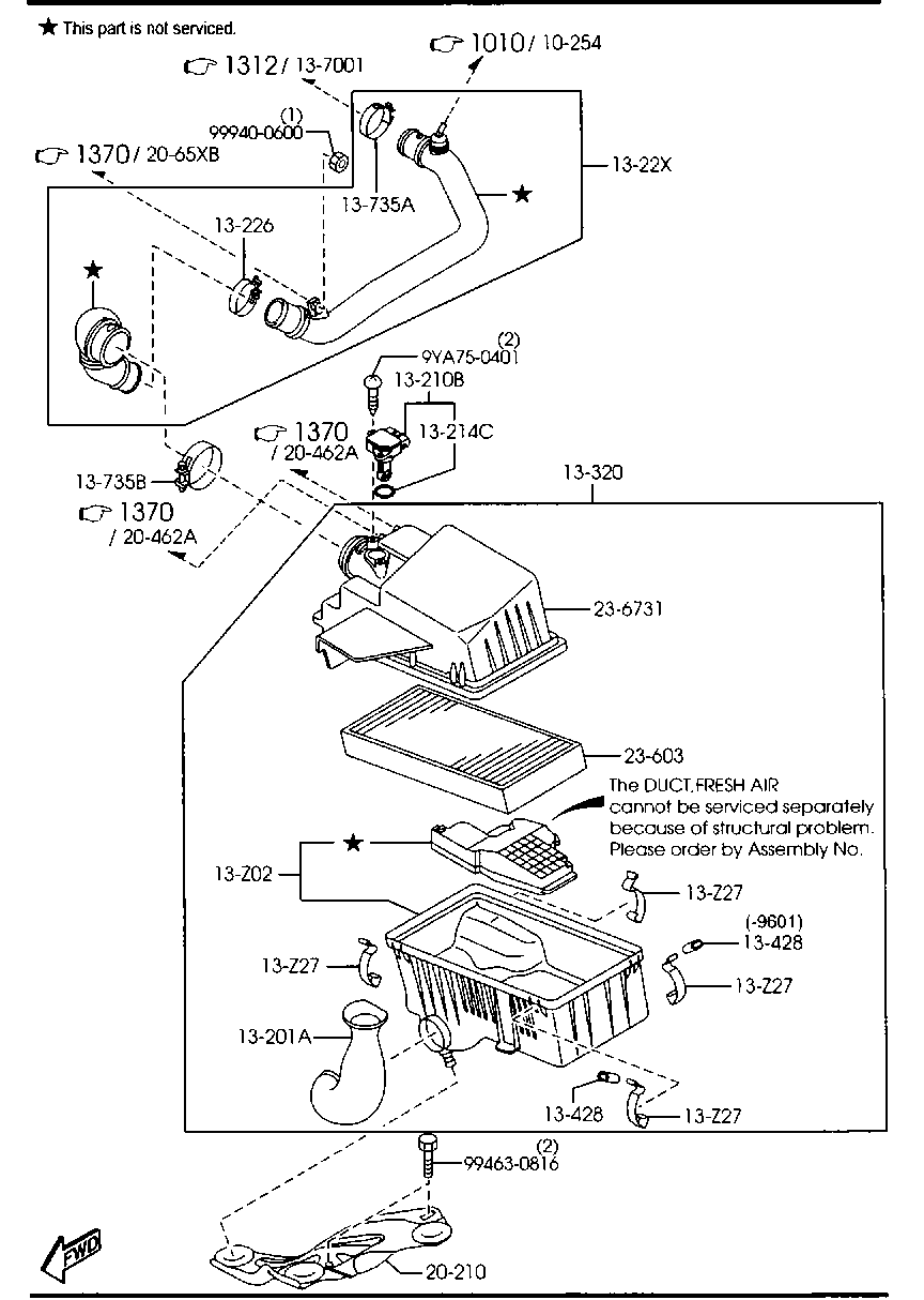 MAZDA RF4F-13-Z40 - Воздушный фильтр parts5.com