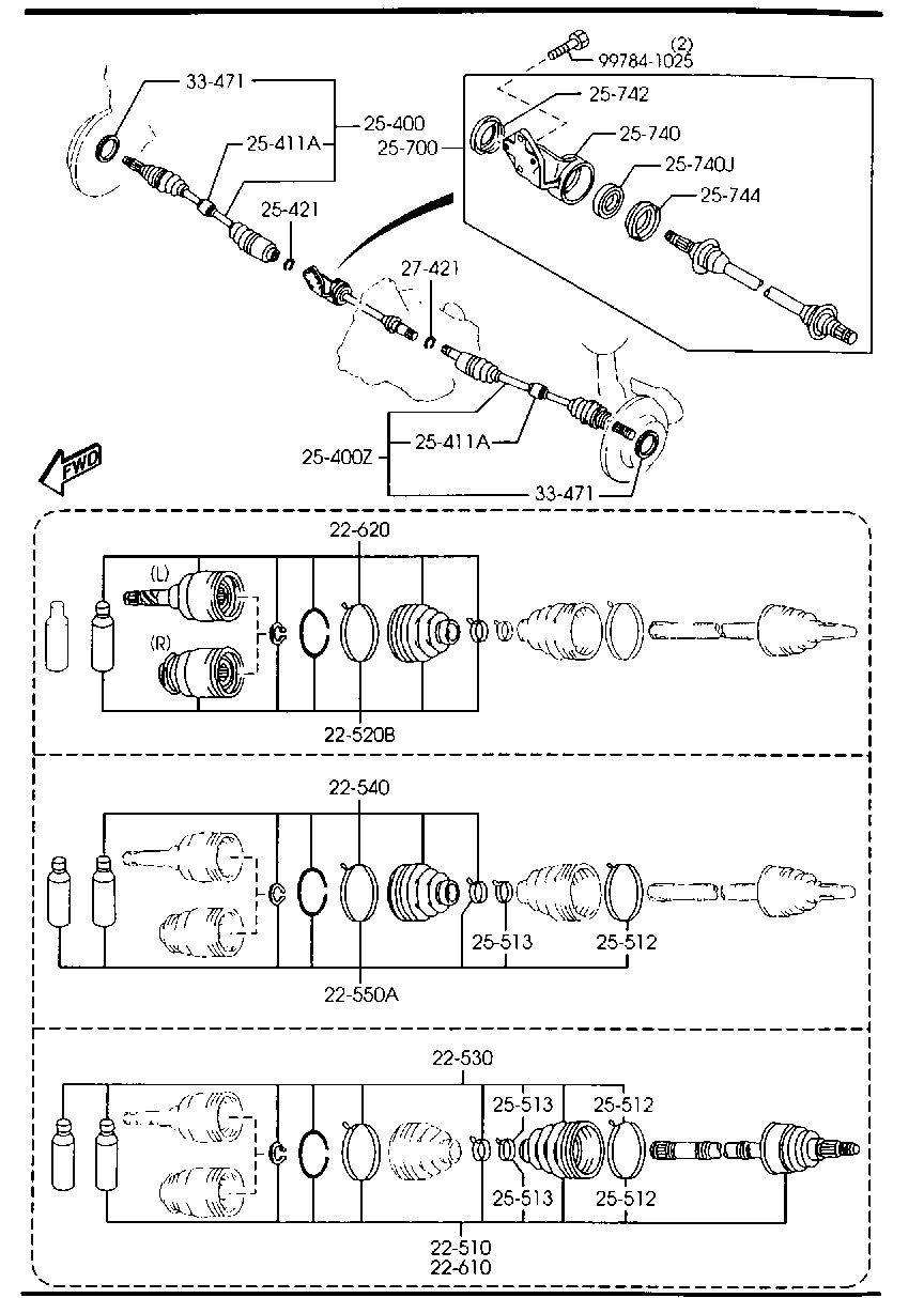 MAZDA GD40-25-50XA - Шарнирный комплект, ШРУС, приводной вал parts5.com