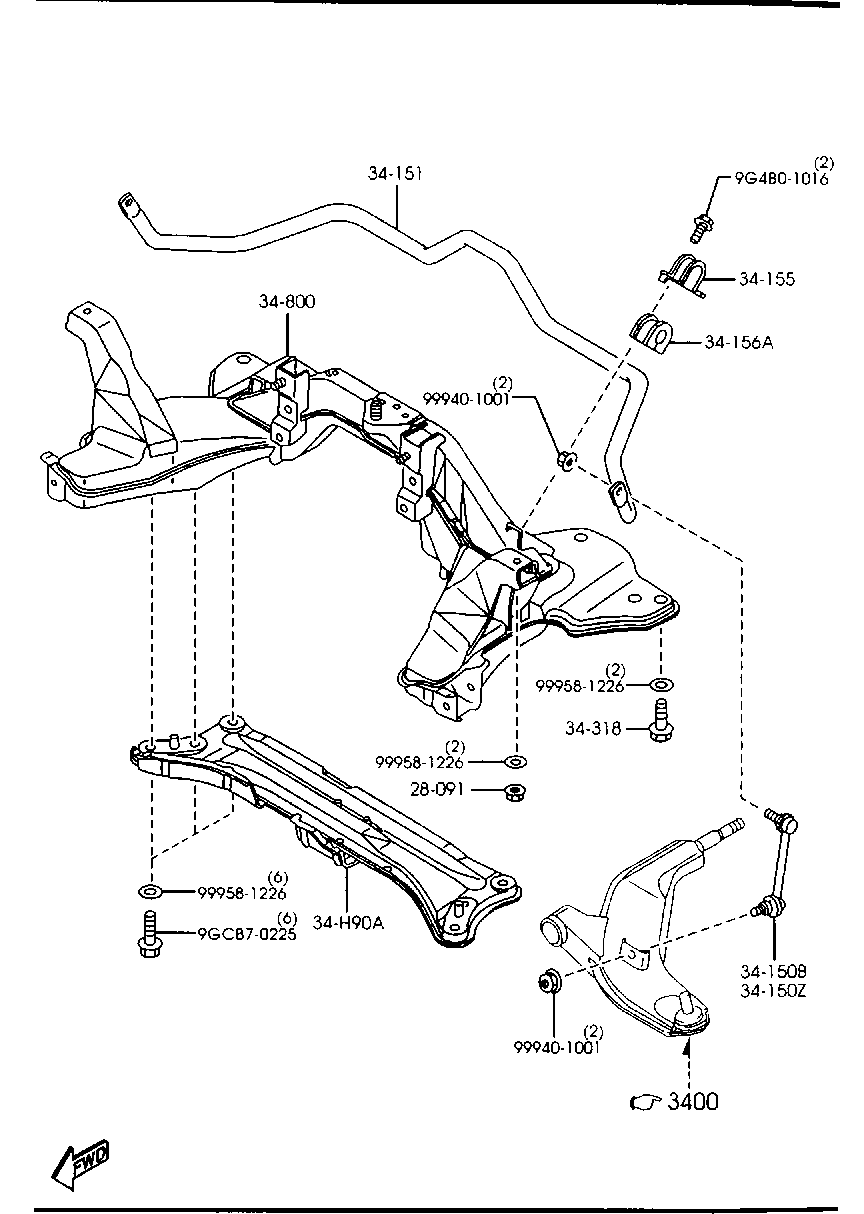 MAZDA KA80-34-156 - Втулка, стабилизатор parts5.com