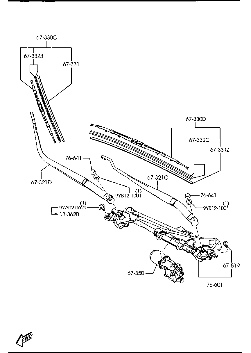 MAZDA BBP3-67-330 - Wiper Blade parts5.com