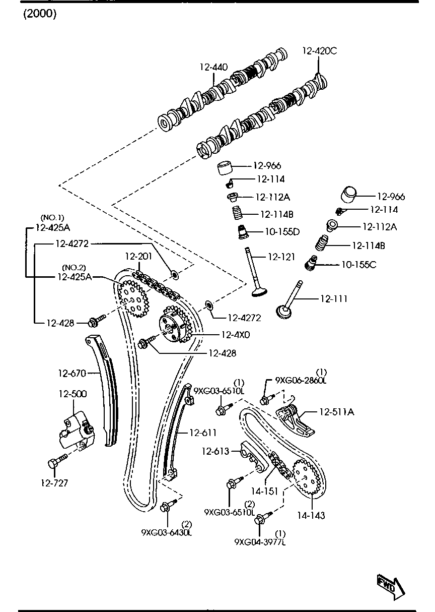 MAZDA LF01-14-614 - Комплект цепи привода распредвала parts5.com