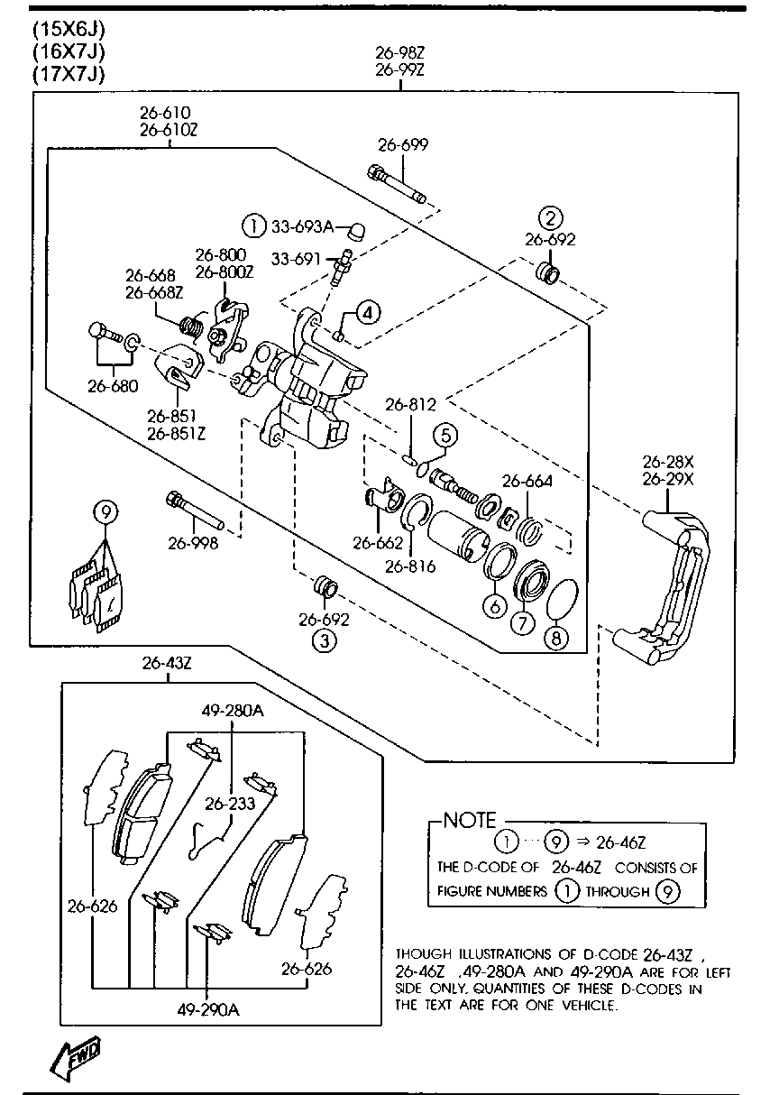 MAZDA GJYA-26-46Z - Ремкомплект, тормозной суппорт parts5.com