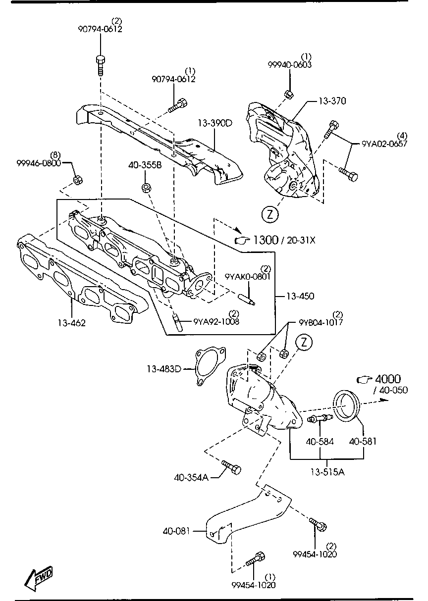 MAZDA 9994-60-800 - Гайка, выпускной коллектор parts5.com