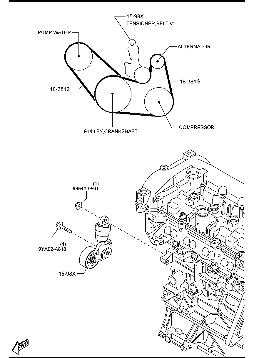 MAZDA PE03-15-980B - Натяжитель, поликлиновый ремень parts5.com