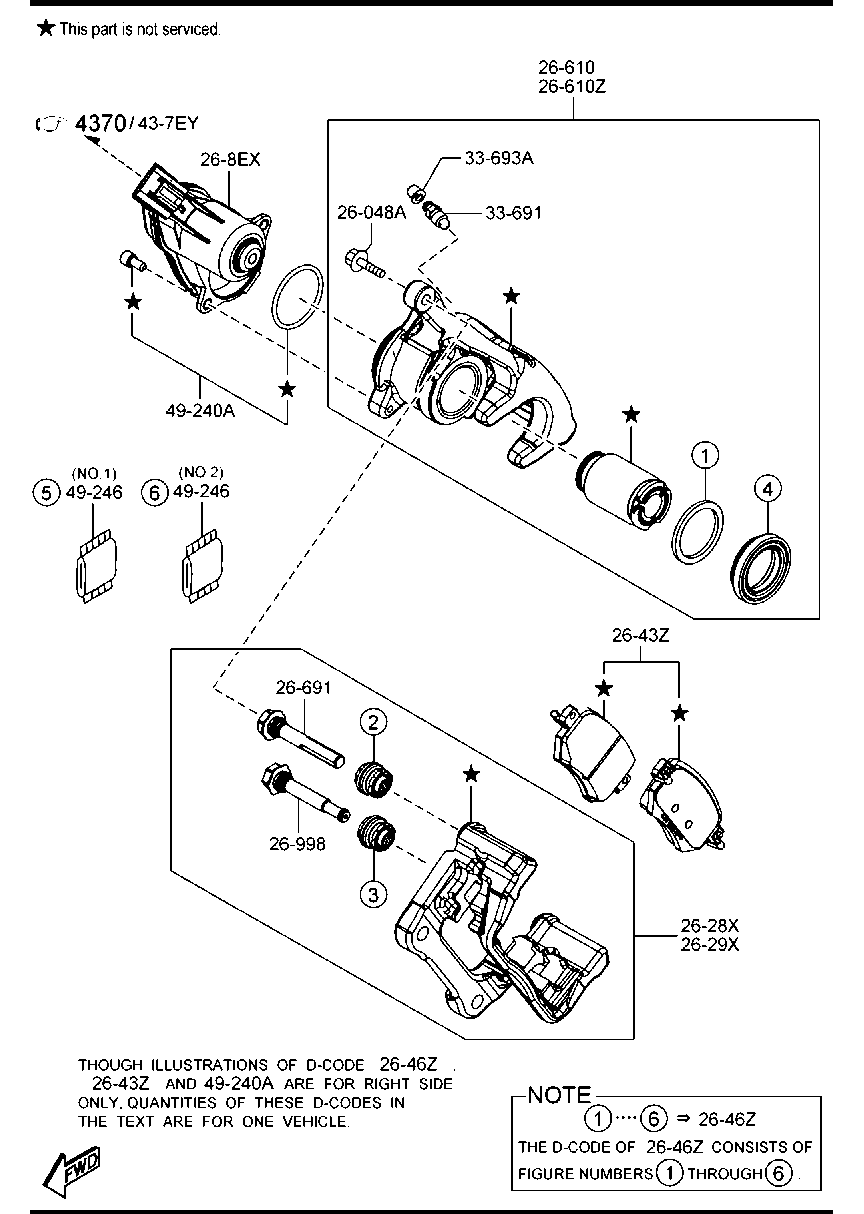 MAZDA GMY0-26-43ZA - Тормозные колодки, дисковые, комплект parts5.com