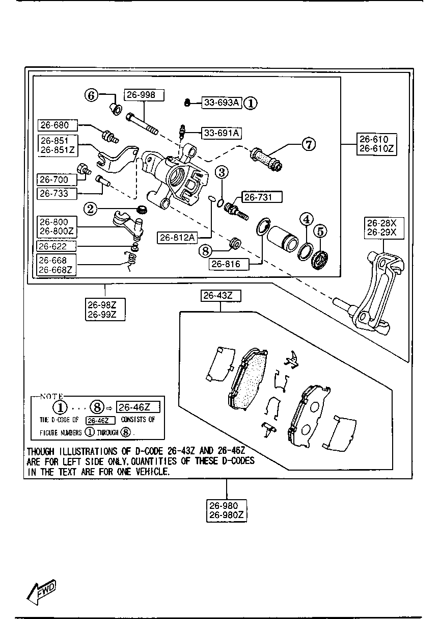 MAZDA GAYE-26-43ZB - Тормозные колодки, дисковые, комплект parts5.com