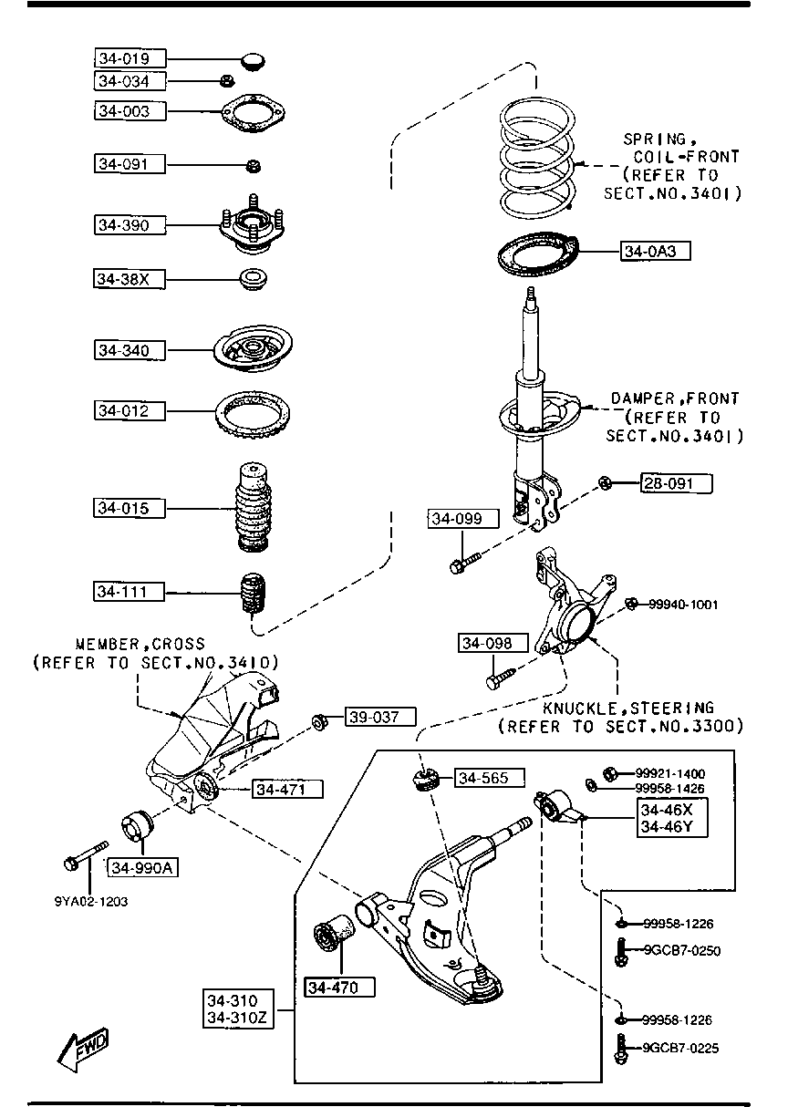 MAZDA GA2A-34-46YA - Сайлентблок, рычаг подвески колеса parts5.com