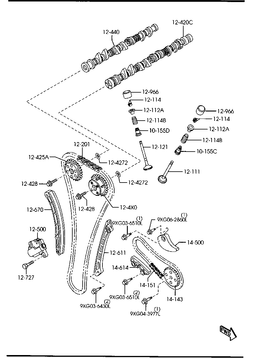 MAZDA L3K9-12-614 - Комплект цепи привода распредвала parts5.com