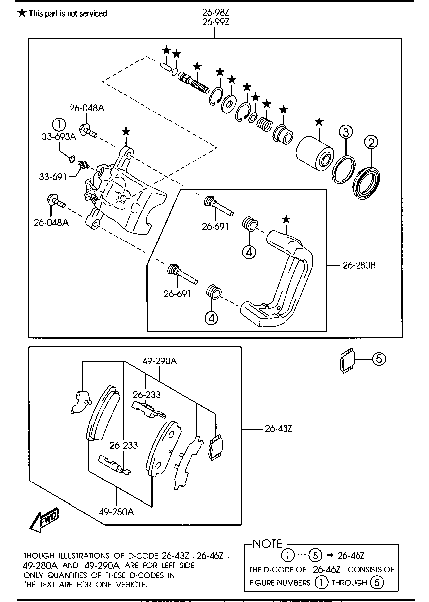 MAZDA F1Y1-26-48Z - Тормозные колодки, дисковые, комплект parts5.com