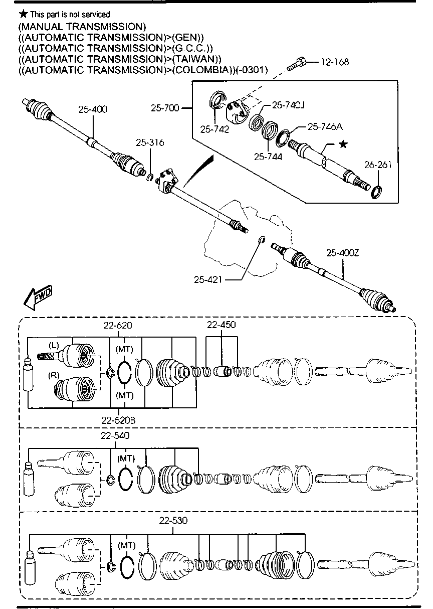 MAZDA FG02-22-620A - Шарнирный комплект, ШРУС, приводной вал parts5.com