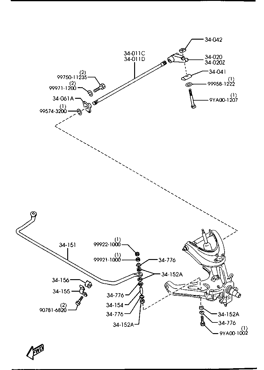 MAZDA UH74-34-156 - Втулка, стабилизатор parts5.com