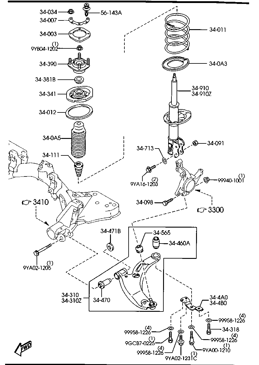 MAZDA C100-34-350B - Track Control Arm parts5.com